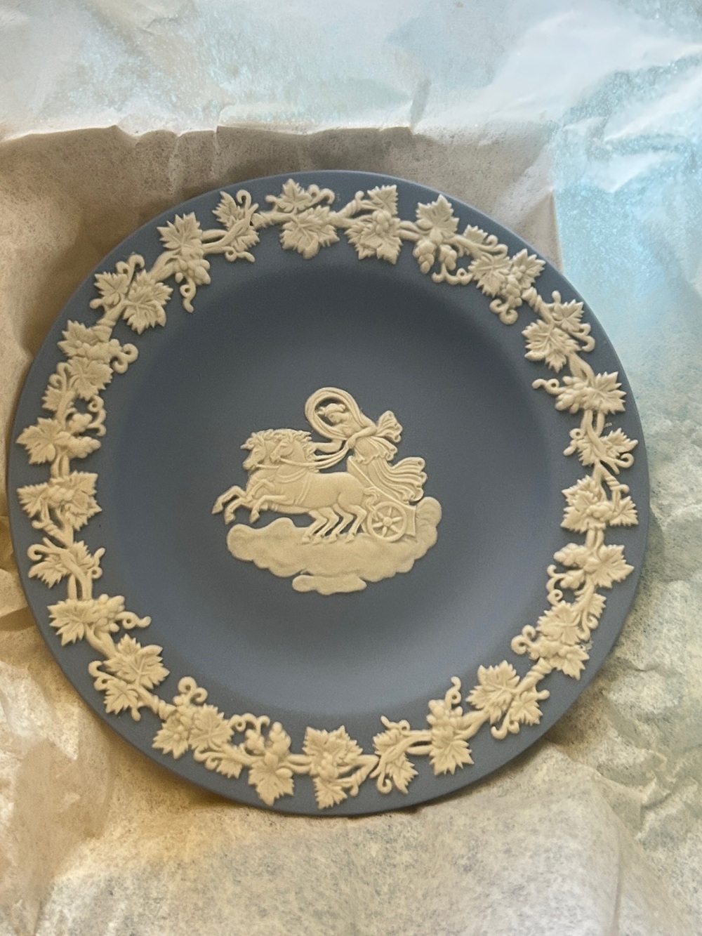 Wedgwood Blue  Jasperware Plate with Embossed Backstamp New Old Stock